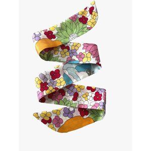 Boho Floral Skinny Scarf 70s Hippie Vibes Bag Handle Head Wrap 34×2 Dreamy Chic